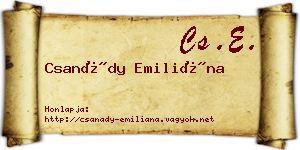 Csanády Emiliána névjegykártya